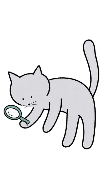 Cat looking through a magnifying glass